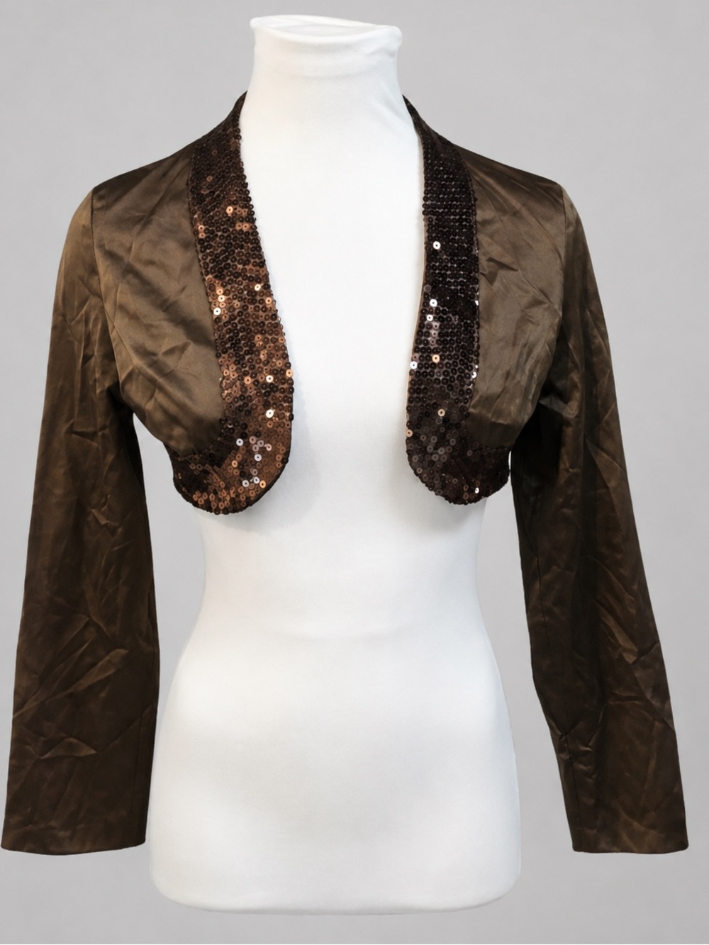 Griffin Paris Brown Shiny Sequin Cropped Jacket